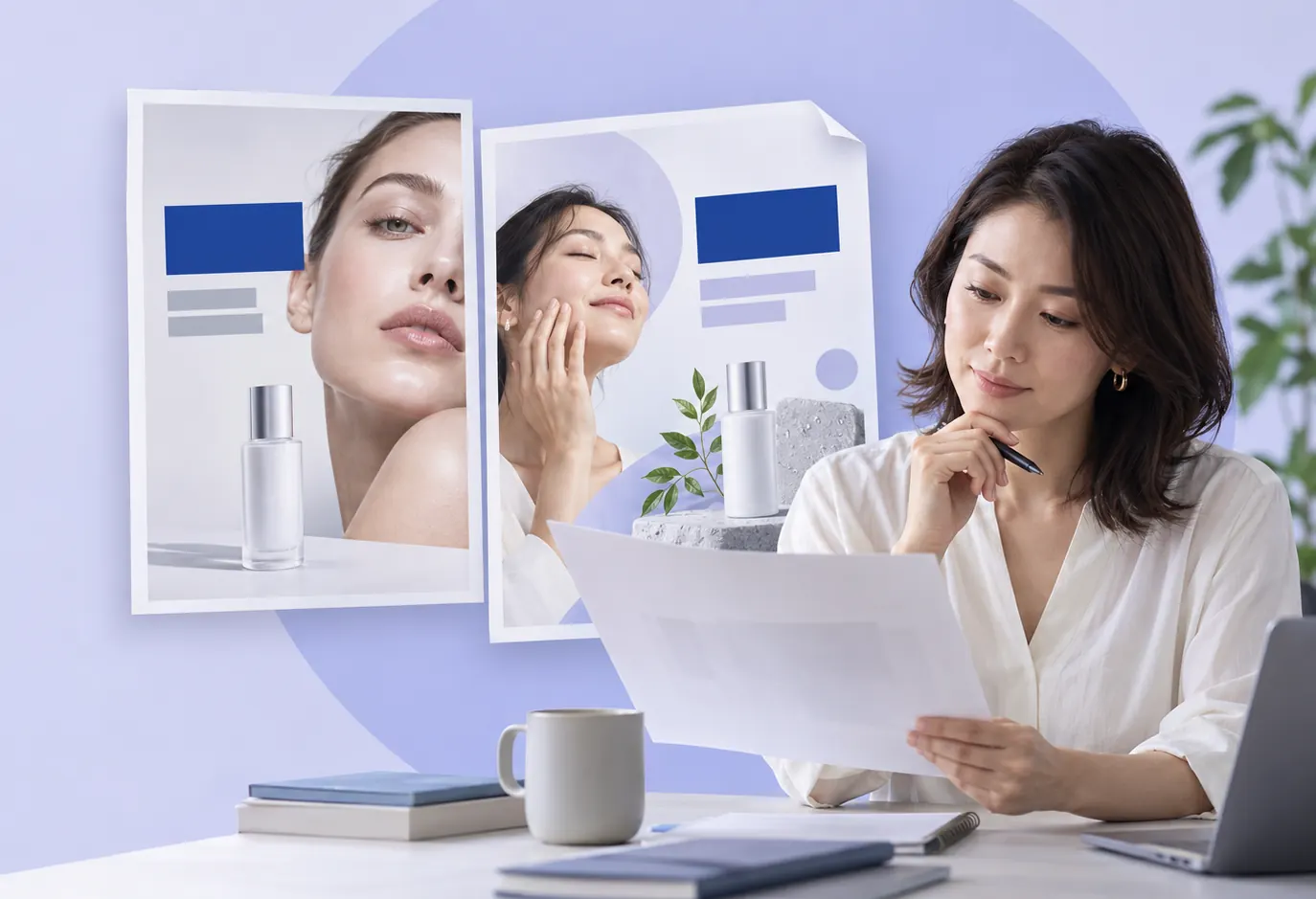 Marketer reviewing localised advertising creative