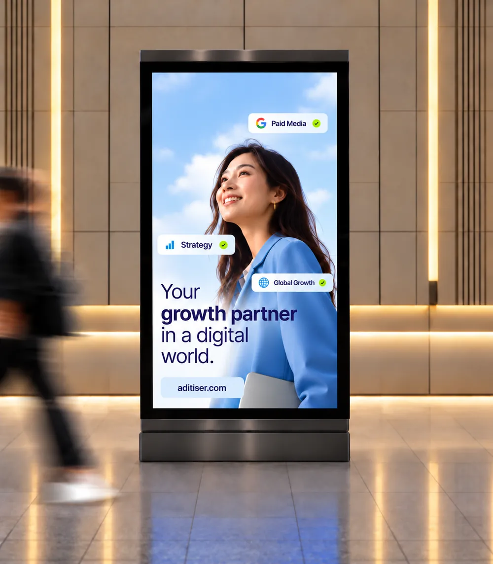 Aditiser digital billboard ad in a shopping centre